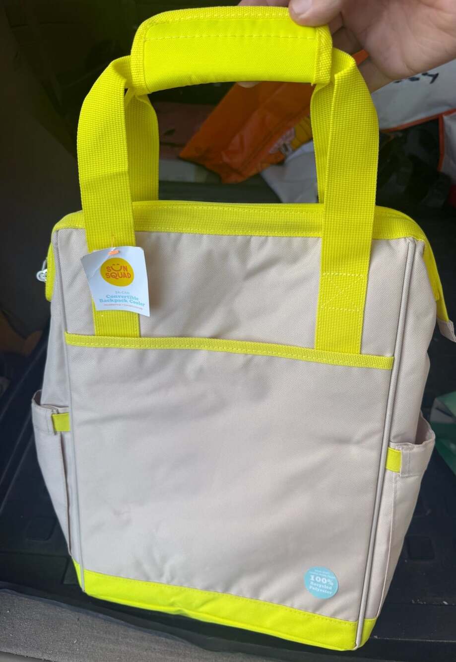 Sun Squad 24-Can Convertible Backpack Cooler Beige Yellow